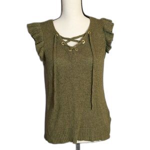 MICHAEL Michael Kors Green Knit Short Sleeve Top Women's S